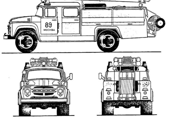 ZIL-130 Fire Engine truck drawings (figures)
